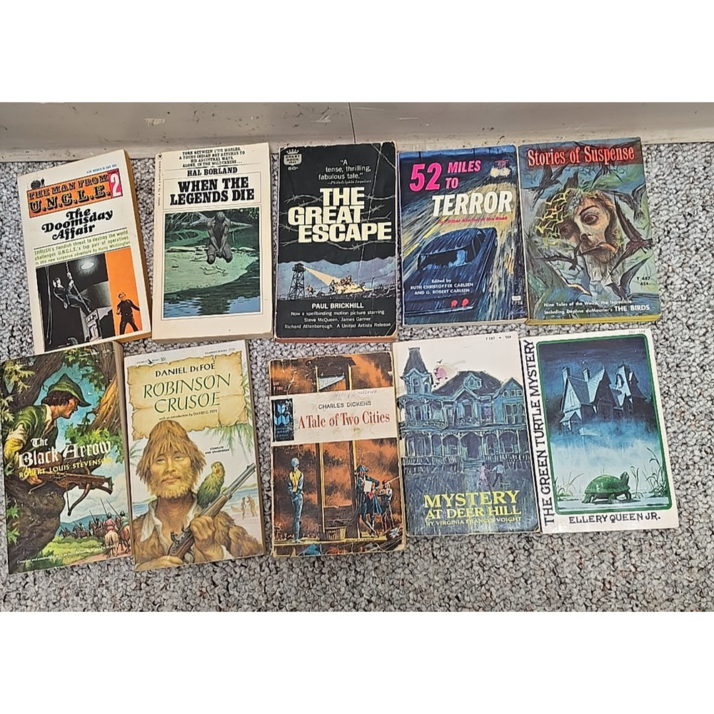 Lot of 10 Vintage‎ 1963 Assorted Fictional Mystery Suspense Paperback Books